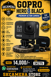 GoPro HERO8 Black | 4K60 Ultra HD Video | HyperSmooth 2.0 Stabilization | TimeWarp 2.0 | Waterproof Action Camera | SK275