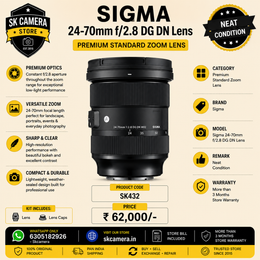 Sigma 24-70mm f/2.8 DG DN Lens | SK432 | Premium Standard Zoom Lens