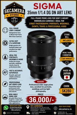 Sigma 35mm f/1.4 DG DN Art Lens Full-Frame Prime Lens for Sony E-Mount Mirrorless Cameras | Ideal for Street Photography, Portraits, Weddings, Events, Travel & Professional Video SK280
