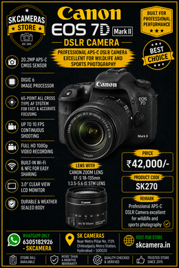 Canon EOS 7D Mark II + EF-S 18-135mm IS STM Lens | High-Speed Professional DSLR Camera | SK270