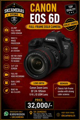 Canon EOS 6D with Canon EF 24-105mm f/4L IS USM Lens | Full-Frame DSLR Camera Kit for Professional Photography, Portraits, Travel & Cinematic Video | SK222