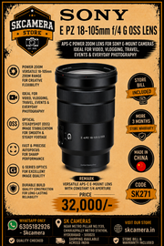 Sony E PZ 18-105mm f/4 G OSS Lens | APS-C Power Zoom Lens for Sony E-Mount Cameras | Ideal for Video, Vlogging, Travel, Events & Everyday Photography | SK271