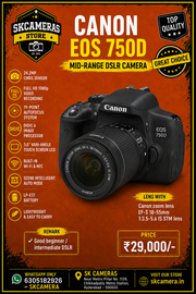 Canon EOS 750D with 18-55mm f/3.5-5.6 IS STM Lens | 24.2MP DSLR Camera for Photography, Vlogging & Everyday Content Creation | SK211