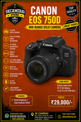 Canon EOS 750D with 18-55mm f/3.5-5.6 IS STM Lens | 24.2MP DSLR Camera for Photography, Vlogging & Everyday Content Creation | SK211