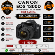Canon 1300D dslr camera with EF-S 18-55mm 1:3.5-5.6 IS II lens SK344