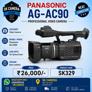 Panasonic AG-AC90 Professional Full HD AVCCAM Camcorder | 3MOS Sensor | 12x Optical Zoom | XLR Audio | SK329