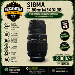 Sigma 70-300mm f/4-5.6 DG Telephoto Zoom Lens with Macro Mode | Full-Frame Compatible | SK321