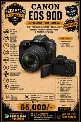 Canon EOS 90D with 18-135mm f/3.5-5.6 IS USM Lens | 32.5MP DSLR Camera Kit for Photography, 4K Video, Wildlife, Sports & Content Creation | SK207