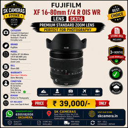 Fujifilm XF 16-80mm f/4 R OIS WR Lens Premium Standard Zoom Lens | Constant f/4 Aperture | 6-Stop OIS | Weather Resistant | Travel & Everyday Lens SK316