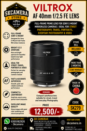 Viltrox AF 40mm f/2.5 FE Lens Full-Frame Prime Lens for Sony E-Mount Mirrorless Cameras | Ideal for Street Photography, Travel, Portraits, Everyday Photography & Video SK279