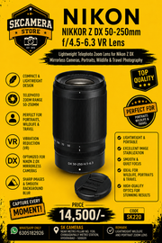Nikon NIKKOR Z DX 50-250mm f/4.5-6.3 VR Lens | Lightweight Telephoto Zoom Lens for Nikon Z DX Mirrorless Cameras, Portraits, Wildlife & Travel Photography | SK220