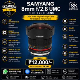 Samyang 8mm f/2.8 UMC Fish-eye II Lens for Fujifilm X Mount | SK398