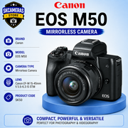 Pre-owned Canon EOS M50 Mirrorless Camera + EF-M 15-45mm IS STM Lens (A Grade)