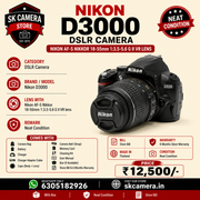 Nikon D3000 DSLR Camera with AF-S NIKKOR 18-55mm f/3.5-5.6G II ED VR Lens | SK395