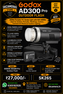 GODOX AD300 Pro Outdoor Flash | 300Ws Portable TTL Strobe Light with HSS 1/8000s | Ideal for Outdoor Portraits, Weddings, Fashion, Commercial Shoots & Creative Lighting | SK265
