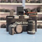 a) Canon EOS R10 Mirrorless Camera with RF-S 18-150mm IS STM Lens | 24.2MP APS-C | 4K Video | Fast Hybrid Autofocus | Compact All-Rounder | SK1046