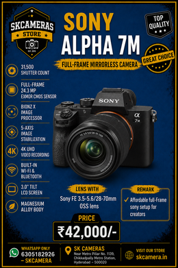 Sony A7M with FE 28-70mm f/3.5-5.6 OSS Lens | Full-Frame Mirrorless Camera Kit for Photography, Travel, Portraits & Cinematic Video | SK223