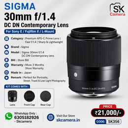 Sigma 30mm f/1.4 DC DN Contemporary Lens | Premium APS-C Prime Lens | Fast f/1.4 | Sharp & Lightweight SK356