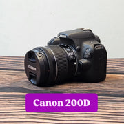 a) Canon EOS 200D DSLR Camera with 18-55mm STM Lens | 24.2MP APS-C | Dual Pixel AF | Full HD Video | WiFi & Bluetooth | Lightweight DSLR