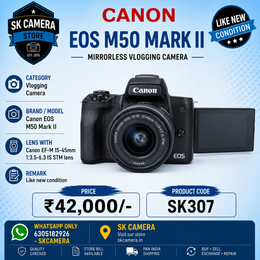 Canon EOS M50 Mark II + EF-M 15-45mm Lens | Perfect for Vlogging & Travel | SK307