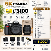 Pre-owned Nikon D3100 DSLR Camera + AF-S 18-55mm G II ED lens AS44