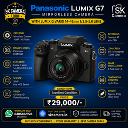 Panasonic LUMIX G7 Mirrorless Camera with Lumix G Vario 14-42mm f/3.5-5.6 Lens | 16MP | 4K Video | SK424