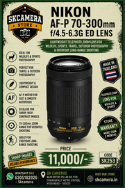 Nikon AF-P 70-300mm f/4.5-6.3G ED Lens | Lightweight Telephoto Zoom Lens for Wildlife, Sports, Travel, Outdoor Photography & Everyday Long-Range Shooting | SK253