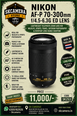 Nikon AF-P 70-300mm f/4.5-6.3G ED Lens | Lightweight Telephoto Zoom Lens for Wildlife, Sports, Travel, Outdoor Photography & Everyday Long-Range Shooting | SK253