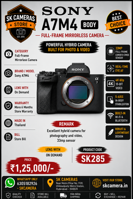 Sony A7 IV (7M4) Body | 33MP Full-Frame Mirrorless Hybrid Camera | Pro Photo & 4K Video Powerhouse SK285