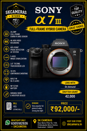Sony Alpha 7 III (A7M3) Mirrorless Camera Body | 24.2MP Full-Frame Camera for Professional Photography, Videography & Content Creation | SK212