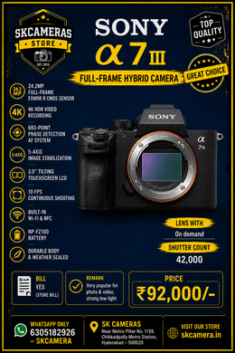 Sony Alpha 7 III (A7M3) Mirrorless Camera Body | 24.2MP Full-Frame Camera for Professional Photography, Videography & Content Creation | SK212