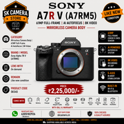 Sony Alpha 7R V (A7RM5) Mirrorless Camera Body | 61MP Full-Frame AI Autofocus | 8K Video | SK345