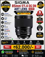 Sigma 85mm f/1.4 DG DN Art Lens | Premium Portrait Lens for Sony E-Mount SK290