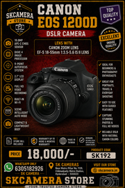 a) Canon EOS 1200D DSLR Camera with Canon EF-S 18-55mm Lens | 18MP Entry-Level DSLR Camera Kit for Photography, Travel & Beginner Content Creation | SK192
