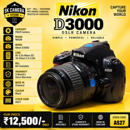 Nikon D3000 DSLR Camera with AF-S DX 18-55mm f/3.5-5.6G Lens | AS27