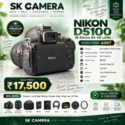 Pre-owned Nikon D5100 + AF-S 18-55mm lens AS67