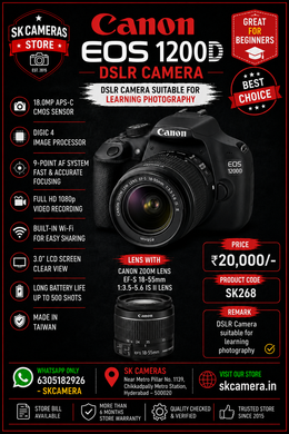 Canon 1200d with EF-S 18-55mm f/3.5-5.6 IS II Lens | Lightweight Standard Zoom Lens with Image Stabilization | SK268
