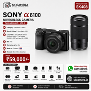 Sony Alpha 6100 Mirrorless Camera with E PZ 16-50mm f/3.5-5.6 OSS II & E 55-210mm f/4.5-6.3 OSS Twin Lens Kit | APS-C 24.2MP | SK408