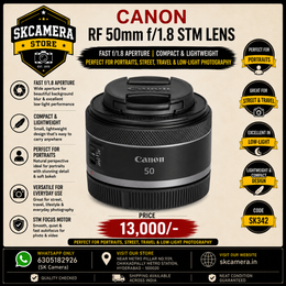 Canon RF 50mm f/1.8 STM Lens – Nifty Fifty Prime | Fast f/1.8 Aperture | Compact & Lightweight | Perfect for Portraits, Street, Travel & Low-Light Photography SK347