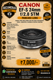 Canon EF-S 24mm f/2.8 STM Pancake Lens | Compact Wide-Angle Prime Lens for Street Photography, Travel, Landscapes, Vlogging & Everyday Shooting | SK243