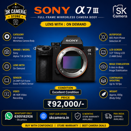 Sony Alpha A7 III (A7M3) Mirrorless Camera Body | 24.2MP Full-Frame | 4K Video | IBIS | SK437