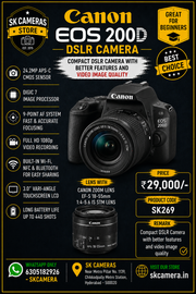 Canon EOS 200D + EF-S 18-55mm f/4-5.6 IS STM Lens | Beginner-Friendly DSLR Camera | SK269