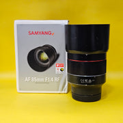 a) Samyang AF 85mm f/1.4 RF Lens for Canon RF Mount | Full-Frame Portrait Prime Lens