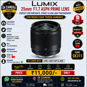 Panasonic Lumix 25mm F1.7 ASPH Prime lens SK311