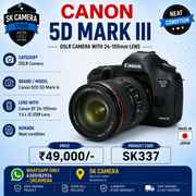 Canon EOS 5D Mark III + Canon EF 24-105mm f/4L IS USM | 22.3MP Full-Frame DSLR | Professional Photo & Video Kit SK337