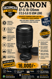 a) Canon EF-S 18-135mm f/3.5-5.6 IS USM Lens | Versatile Standard Zoom Lens for Canon APS-C DSLR Cameras | Ideal for Travel, Portrait, Everyday Photography & Video Shooting | SK198