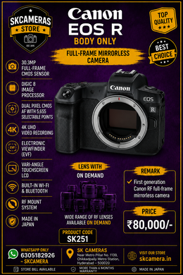 Canon EOS R Body Only | 30.3MP Full-Frame Mirrorless Camera for Professional Photography, 4K Video, Weddings, Portraits & Content Creation | SK251