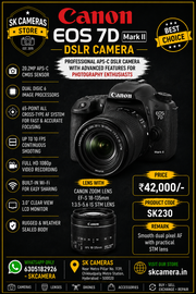 Canon EOS 7D Mark II + EF-S 18-135mm IS STM Lens | Professional APS-C DSLR Camera | 20.2MP Sensor | 10 FPS Continuous Shooting | Advanced 65-Point AF System | Ideal for Wildlife, Sports, Events & Professional Photography | SK230