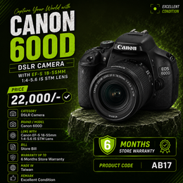 Canon EOS 600D DSLR Camera | 18MP Camera | Excellent Photography Performance AB17