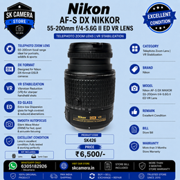 Nikon AF-S DX NIKKOR 55-200mm f/4-5.6G II ED VR Lens | Telephoto Zoom Lens | VR Stabilization | Excellent Condition | SK426